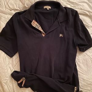Burberry Navy Blue Crew Neck Short Sleeve Polo Shirt